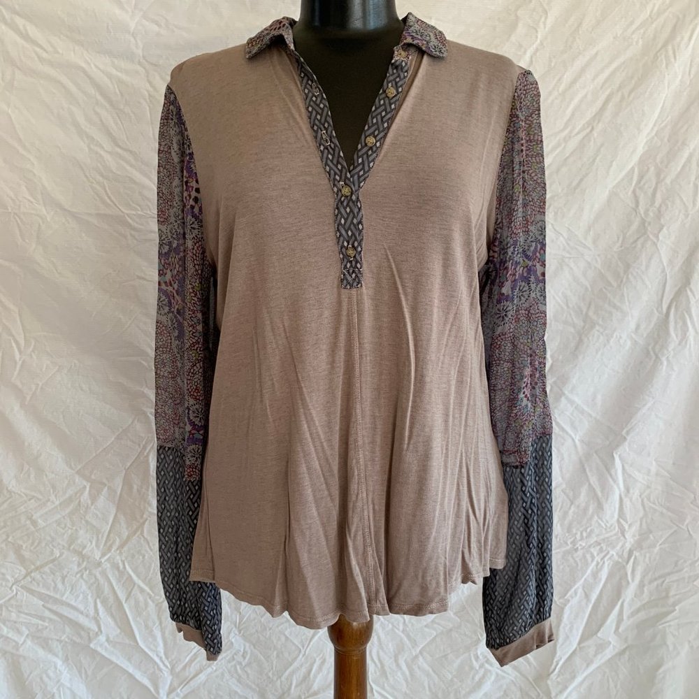 Anthropologie Language Collared Long Sleeve